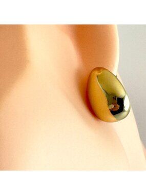 Vintage Jonette Jewelry Gold-Tone Clip-On Puff Dome Earrings 80s - 90s